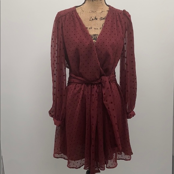 Zara dotted mesh belted mini dress - Picture 2 of 16